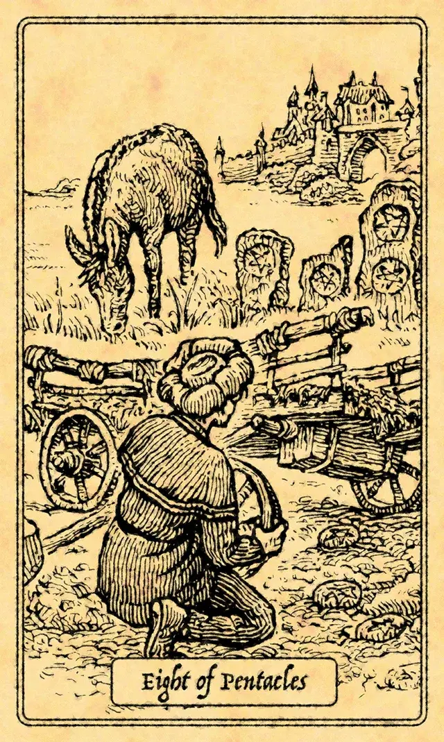 Eight of Pentacles tarot card